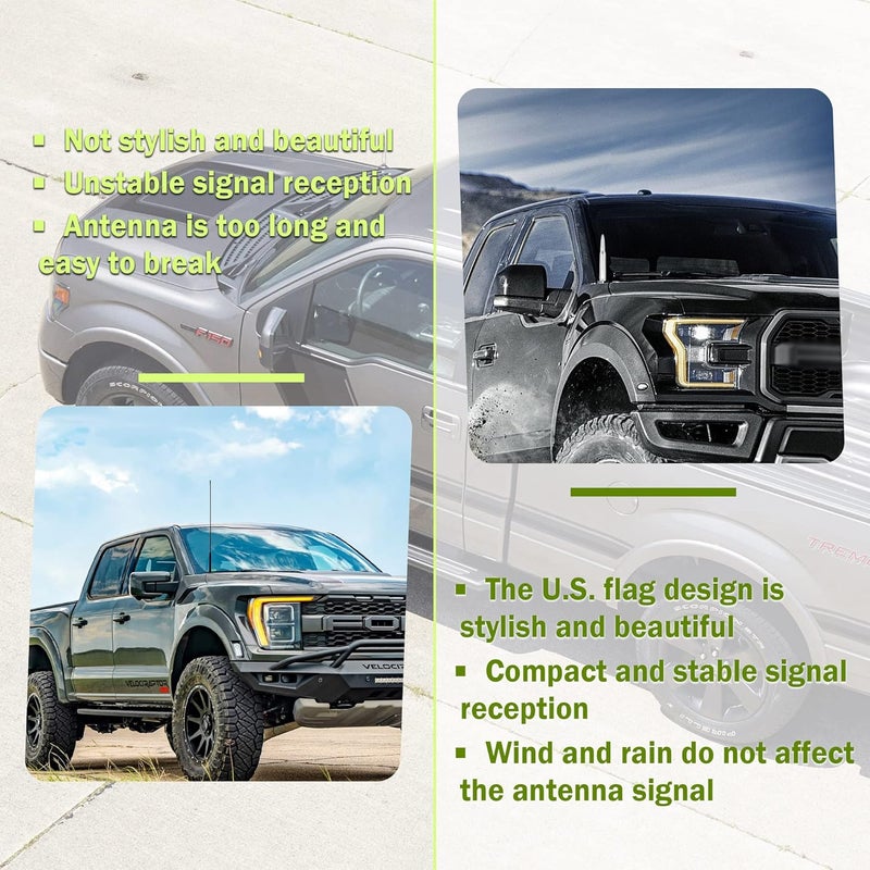 Junecarp New Upgrade American Flag Car Bullet Antenna,Truck Exterior Accessories Antenna Toppers Compatible with GMC,Chevy Silverado,Dodge,Ford,Jeep Antenna Replacement (Premium Silver - U.S. Flag) - Image 5